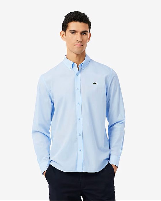 LACOSTE CAMISA MODELAGEM RETA EM POPELINE STRETCH