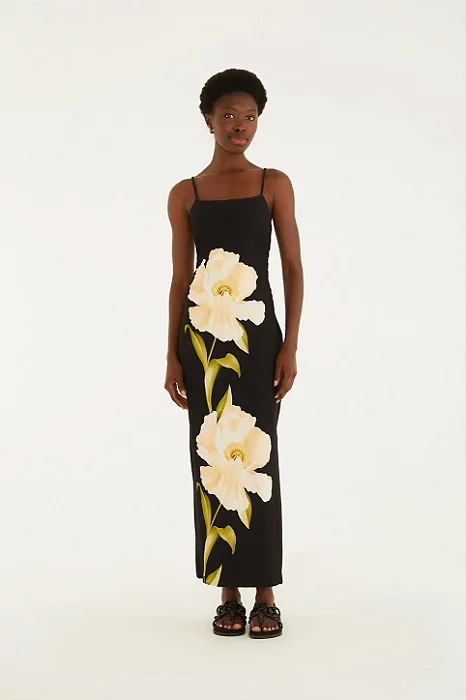 FARM VESTIDO MIDI ESTAMPADO PAPOULA