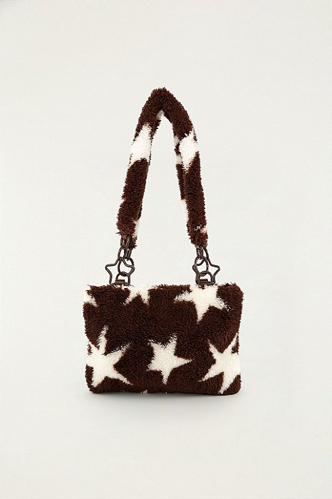 FARM ETC BOLSA FLAT FLEECE ESTRELAS MARROM