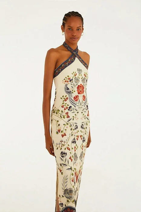 FARM VESTIDO MIDI ESTAMPADO SONHO DE MORANGO