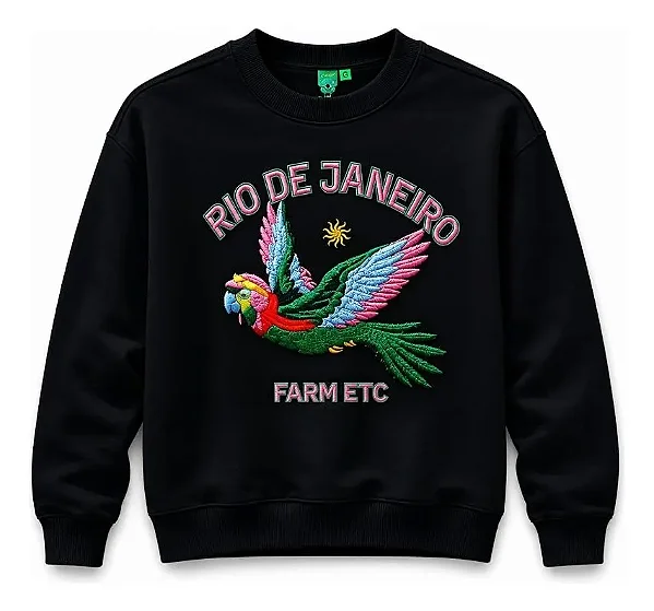 FARM CASACO MOLETOM AVIACAO ARARA PRETO