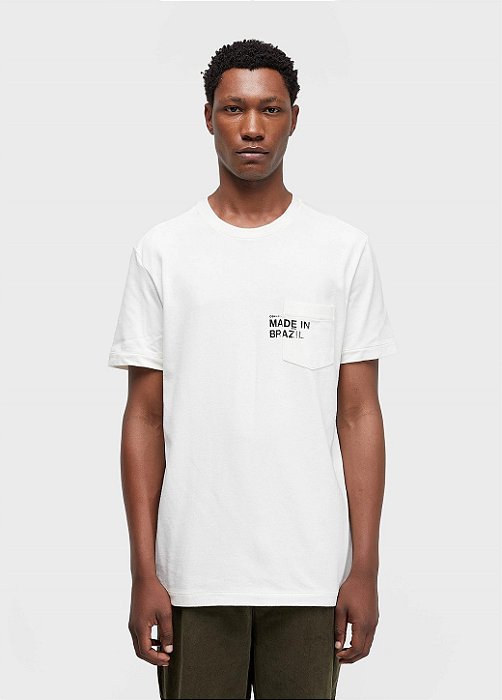 OSKLEN T SHIRT POCKET MADE IN BRAZIL OFF WHITE