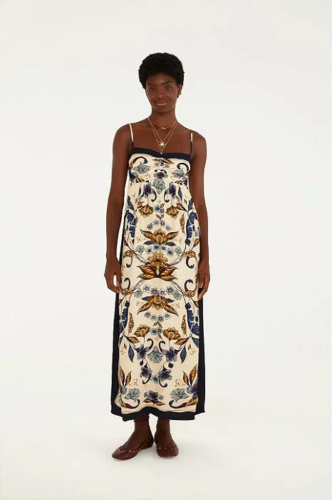 FARM VESTIDO CROPPED ESTAMPADO FLORAL MAYE BEGE