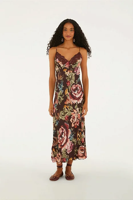 FARM VESTIDO ALCINHAS ESTAMPADO FLORAL CLASSICO