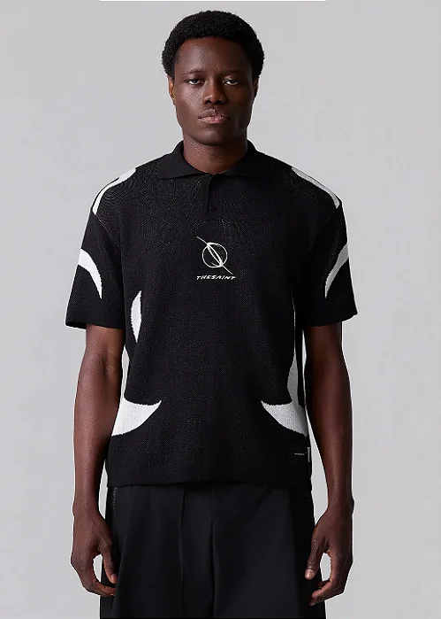 THE SAINT KNIT POLO RAY BLACK