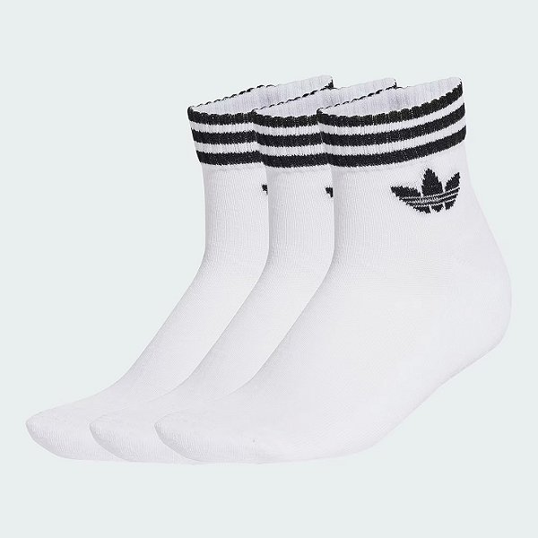 ADIDAS MEIAS TRES LISTRAS ANKLE 3 PARES WHITE