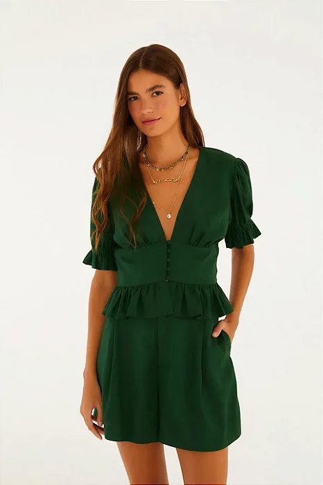 FARM BLUSA DECOTE VERDE ESTANDARTE