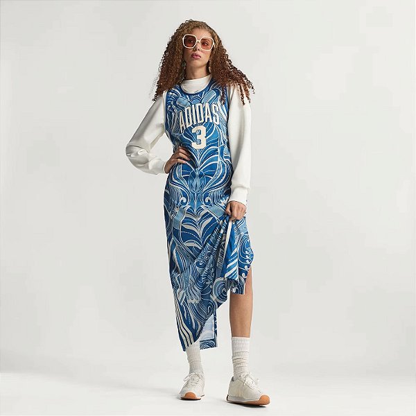 ADIDAS ORIGINALS VESTIDO ADIDAS X FARM RIO PREMIUM NATURE LACE BLUE
