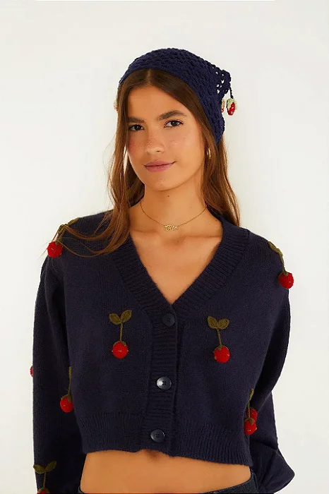 FARM CARDIGAN TRICOT ARTESANAL MORANGO