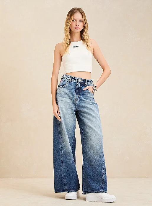 ADIDAS FORUM CALCA JEANS BAGGY INDIGO FEM