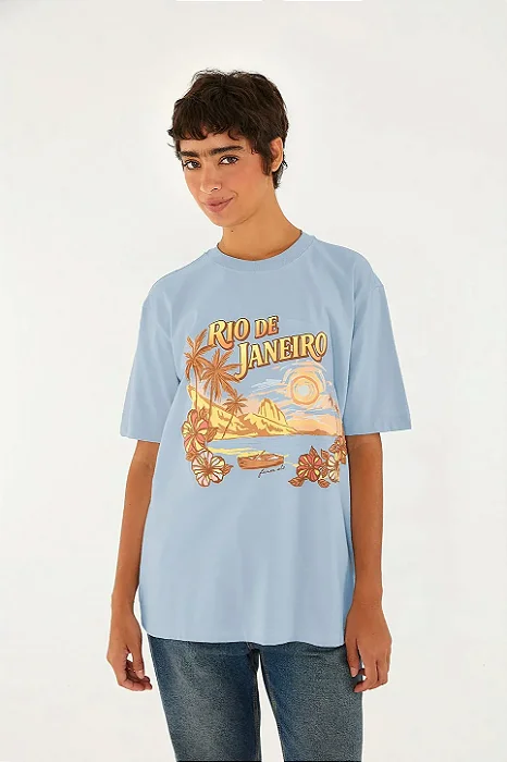 FARM T-SHIRT IPANEMA ORLA GRAFICA AZUL