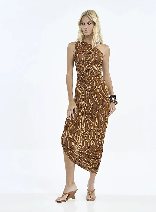 COLCCI SAIA MIDI ESTAMPADA JOANA MARROM