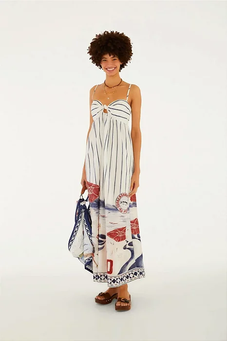 FARM VESTIDO CROPPED ALCINHA ESTAMPADO POSTO 6
