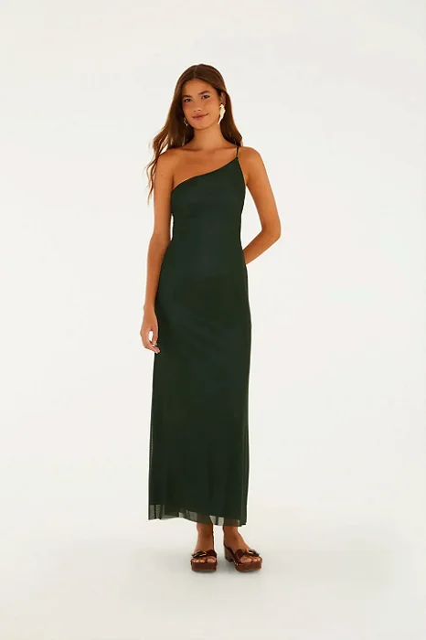 FARM VESTIDO LONGO OMBRO SO VERDE