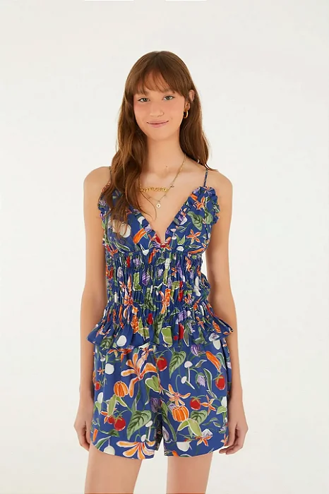 FARM BLUSA LASTEX ESTAMPADA LEGUMES