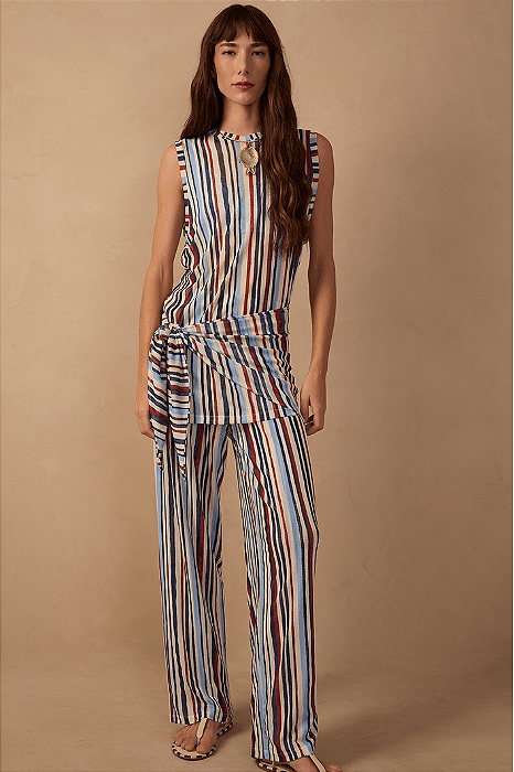 DRESS TO CALCA TULE ESTAMPA LISTRA VERANO