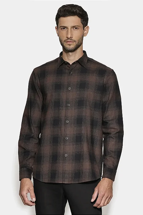 ARAMIS CAMISA REGULAR FLANELA XADREZ SHADOW CAFE COM PRETO