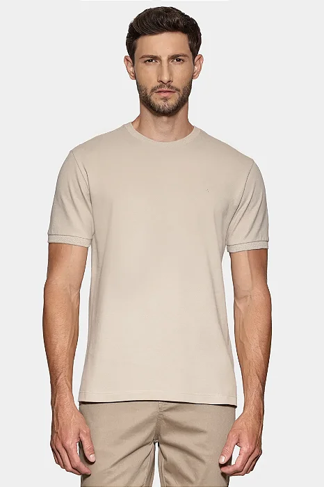 ARAMIS CAMISETA MANGA CURTA PIQUET GOLA JACQUARD PALHA