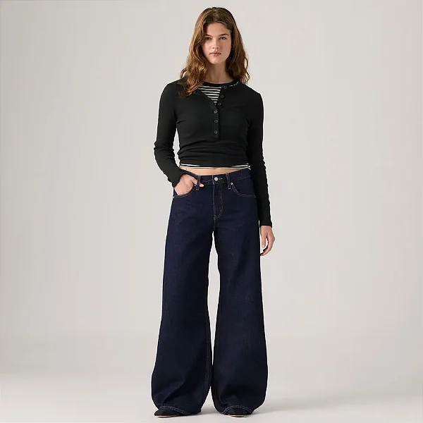 LEVIS CALCA JEANS TEARDROP WIDELEG LAVAGEM ESCURA