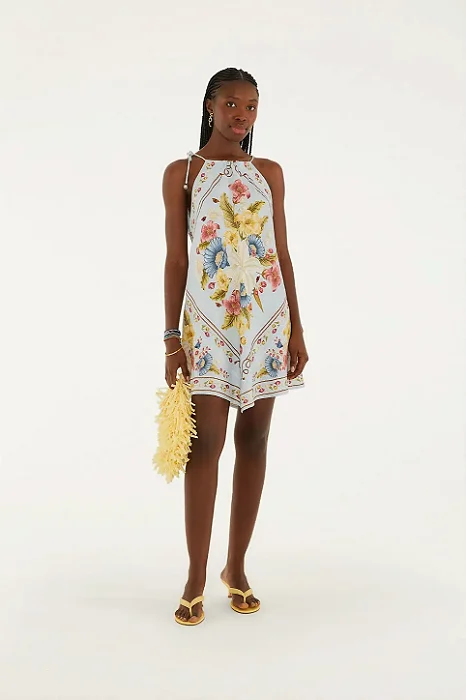 FARM VESTIDO CURTO ESTAMPADO LENCO MANU