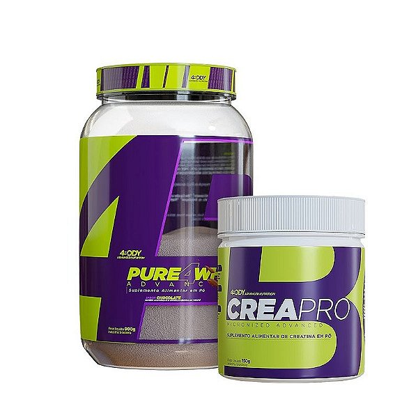 KIT 4BODY Whey Protein 4pure whey 900g + Creatina Pro 150g 4BODY