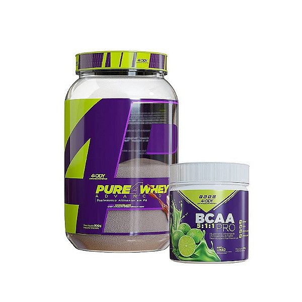 KIT 4BODY Whey Protein 4pure whey 900g + BCAA 5:1:1 Pro 300g