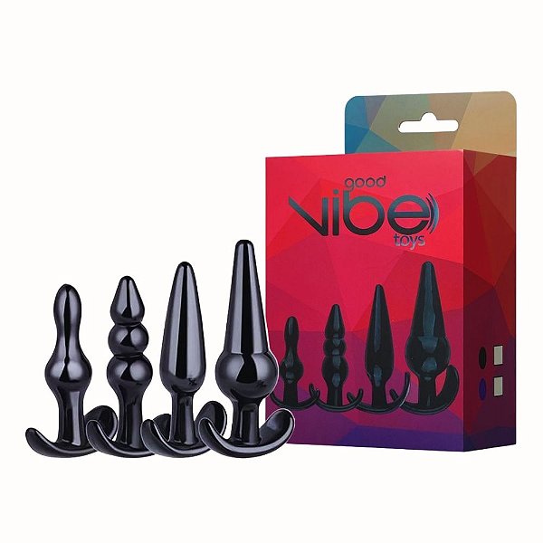 Kit Prazer Anal com 4 Plugs de Diferentes Tamanhos – Estímulo Progressivo com Segurança e Conforto