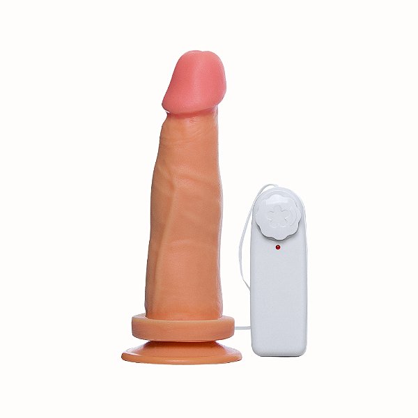 Pênis Realístico Vibratório 16x4cm com Ventosa e Controle
