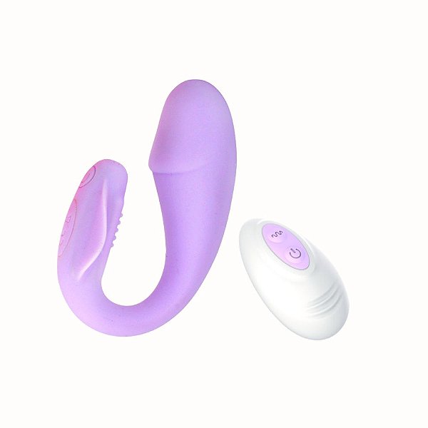 Vibrador para Casais com Controle – Formato Glande, Estímulo Interno e Clitoriano com 10 Vibrações