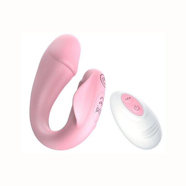 Vibrador para Casais com Controle – Formato Glande, Estímulo Interno e Clitoriano com 10 Vibrações