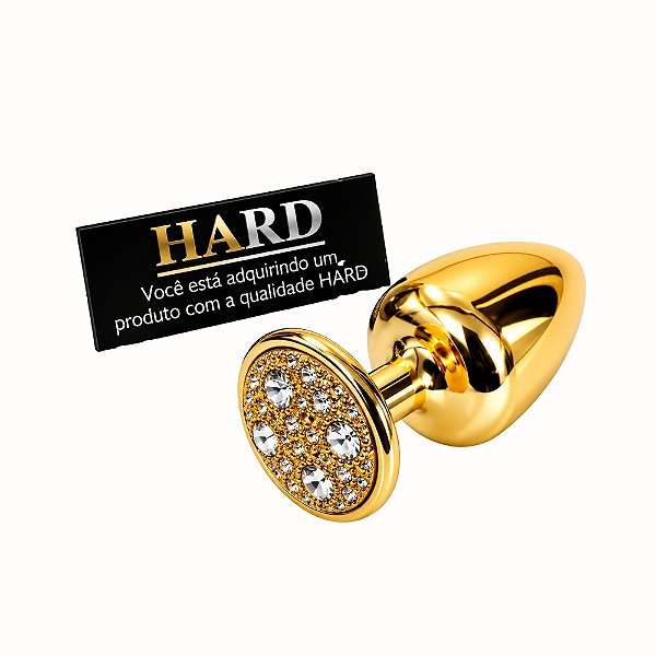 Plug Anal em Metal Cravejado em Strass Tamanho M Plug Anal Dourado