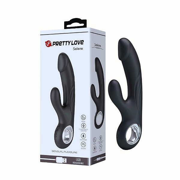Vibrador Selene Recarregável com Glande Realista e Estimulador Clitoriano – 7 Vibrações, 5 Intensidades