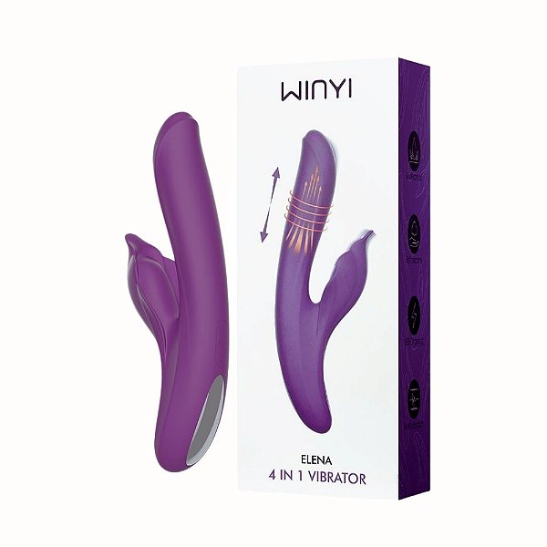 Vibrador Elena com Vai e Vem e Estimulador Clitoriano – 10 Vibrações e 7 Modos de Movimento