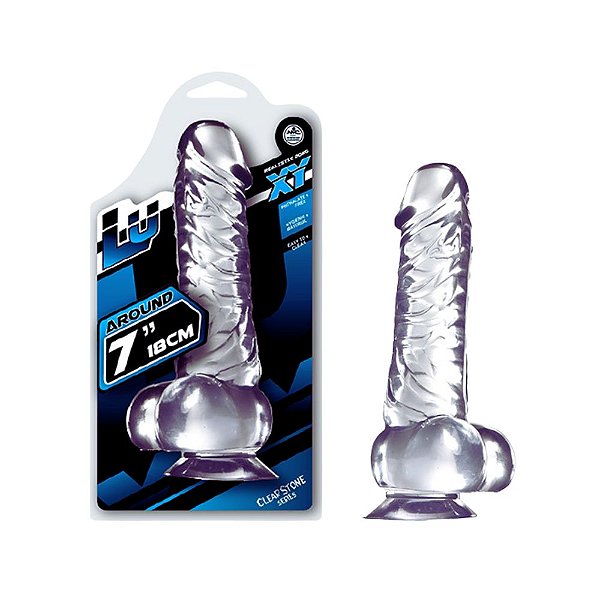 Pênis Realístico Translúcido 18cm com Ventosa e Escroto | Luxy Nanma