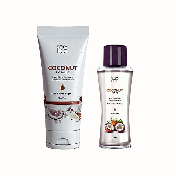 Kit Ritual Coconut Sexy Hot | Óleo Térmico + Lubrificante Coco