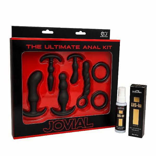 Kit Anal Completo 5 Plugs + 2 Anéis + Gel Lis-In Grátis