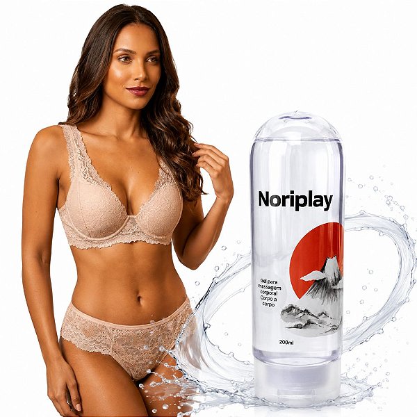 Conjunto Rendado Nude + Gel Nuru Noriplay — Deslize, Presença e Conexão Total