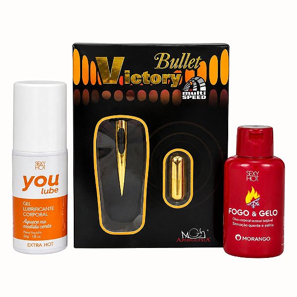 Kit Sensações Chá de Lingerie Extra Hot com Bullet e Fogo & Gelo Morango