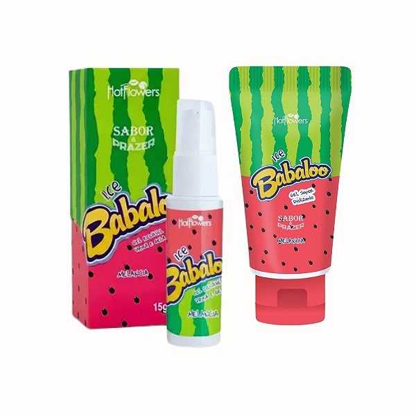 Kit Ritual Ice Babaloo Melancia HotFlowers – Vibra e Gela 15g + Super Deslizante 60g