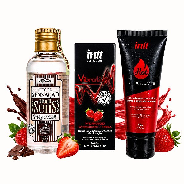 Kit Ritual Morango do Amor – Massagem, Vibração e Calor