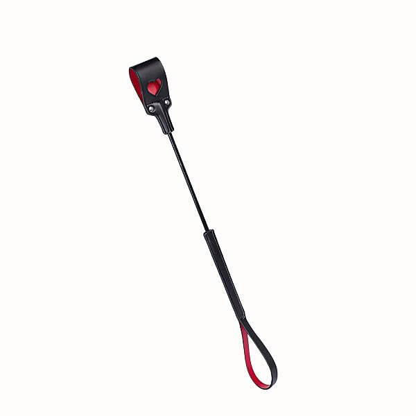 Chibata com Coração em PU Preto e Vermelho 62,5 cm