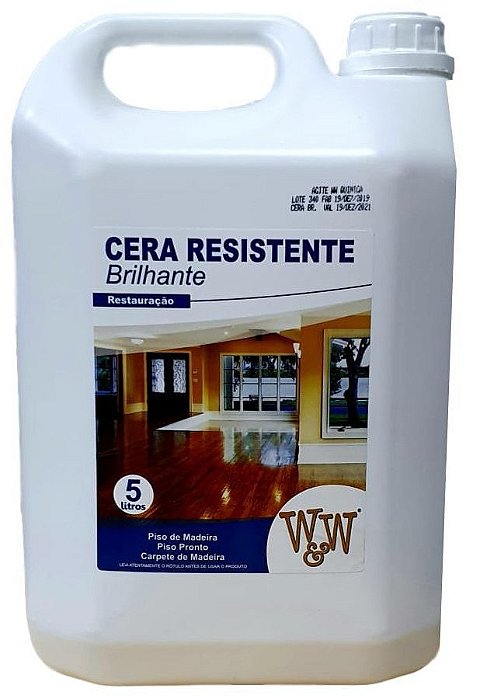 CERA RESISTENTE PISO MADEIRA BRILHANTE 5L W&W