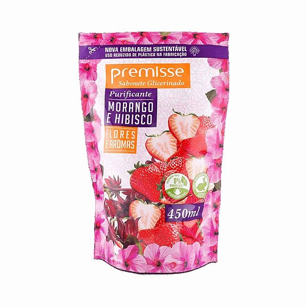 SABONETE PREMISSE MORANGO E HIBISCO 450ml REFIL