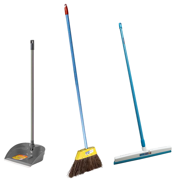 KIT Vassoura + Pá Alklin + Rodo 40 cm (Com cabo)