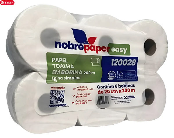 PAPEL TOALHA NOBRE BOBINA - EASY 6x200x20 100% CEL