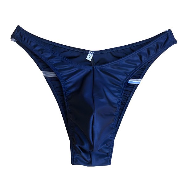 Sunga Bodybuilder Cirré Azul Marinho C/costura no glúteo - Padrão NPC