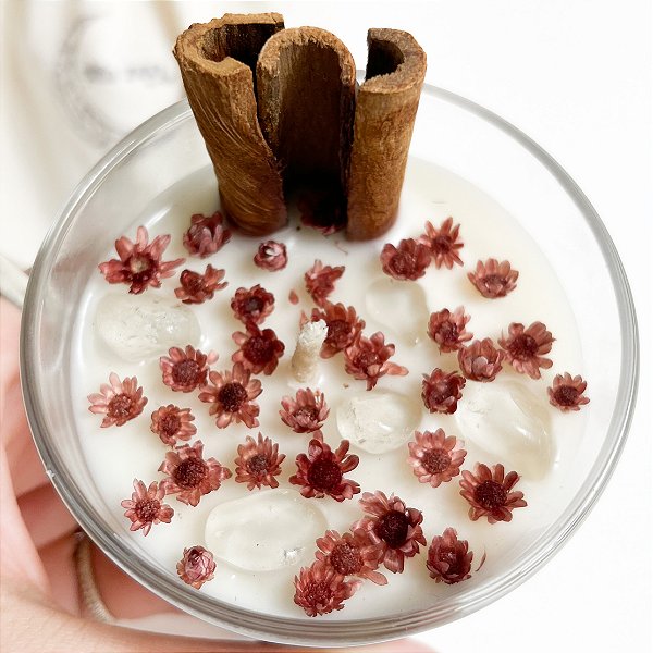 Vela Aromática Canela 95g - Vela Artesanal 100% Cera Vegetal - Vegana