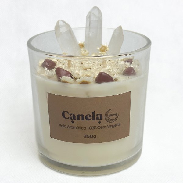 Vela Aromática Canela com Cristais 350g - Cera Vegetal