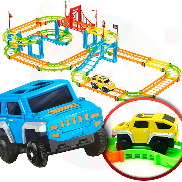Pista Trilha Maluca com Carrinho e Acessórios