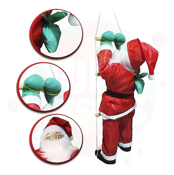 Papai Noel Subindo Escada Decoração de Natal
